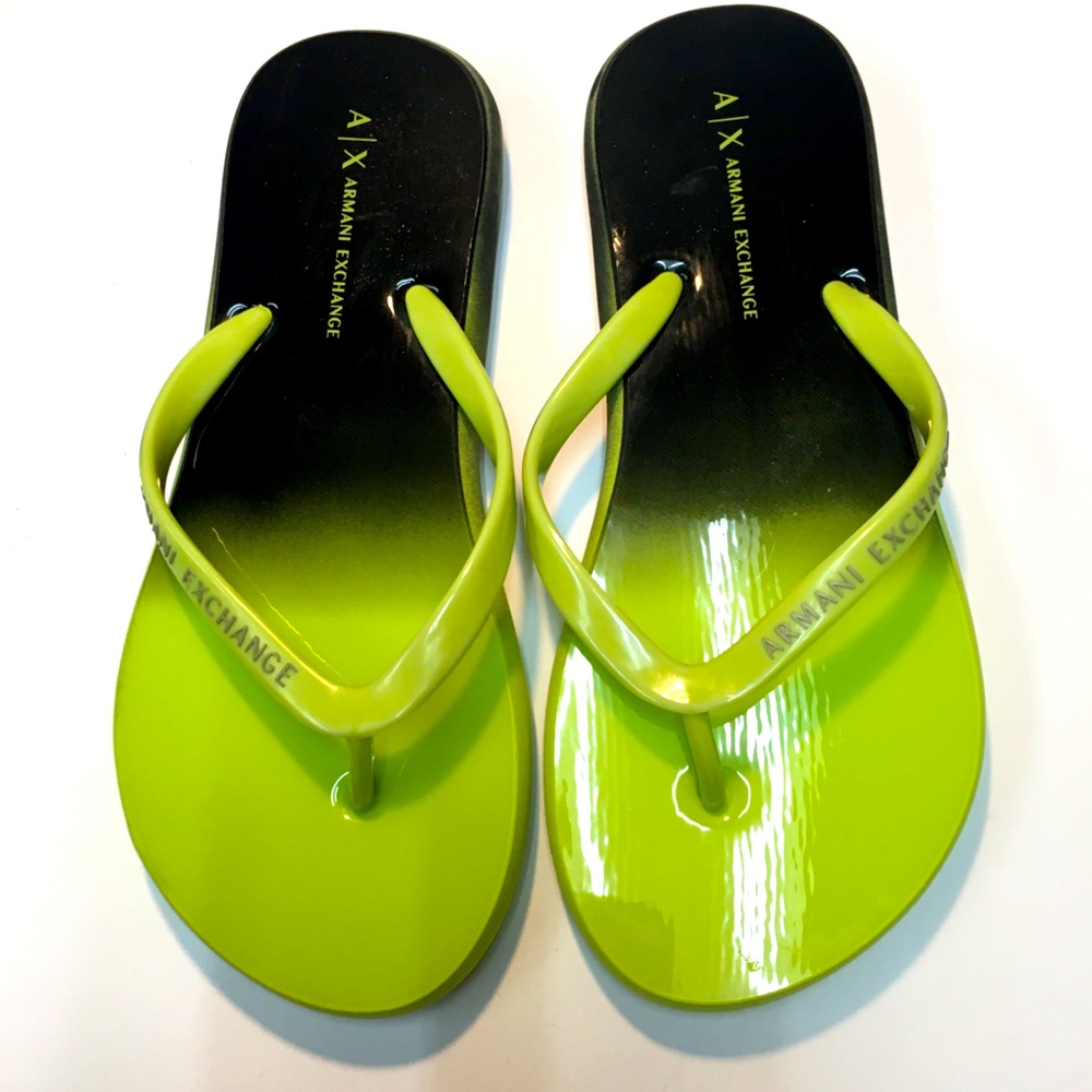 Armani Exchange Flip Flops EU 36 Green Black Spring Summer Beach Vacation Casual